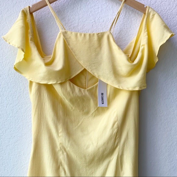 NWT BB Dakota Kaless Ruffled Yellow Mini Dress - Picture 5 of 8